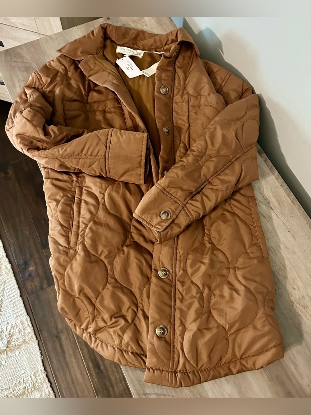 saltwater LUXE Quilted Jacket in Warm Caramel Brown - Picture 2 of 5